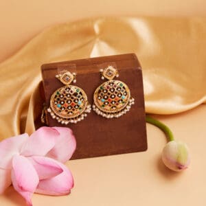 22Kt Gold Multistone Earrings for wedding CB22/11