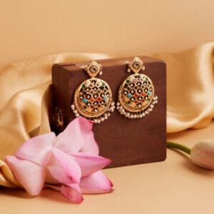 22Kt Gold Multistone Earrings for wedding CB22/11