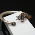 925 Antique Silver Trishul Damru Adjustable Kara KASS/114
