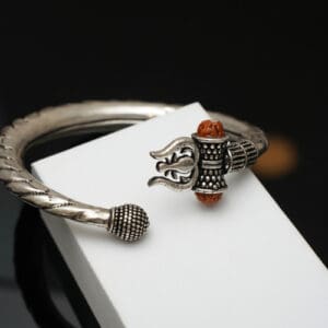 925 Antique Silver Trishul Damru Adjustable Kara KASS/114