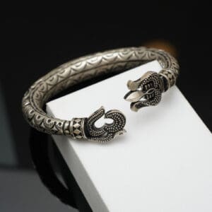 925 Sterling Antique Silver Om Trishul Adjustable Men’s Kada KASS/111