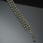 925 Sterling Antique Silver Chain Bracelet with Green Stones Women’s Designer Jewelry BLSS/12