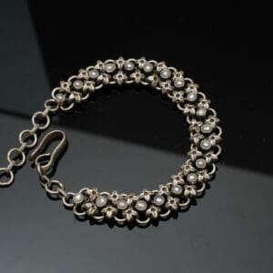 925 Antique Silver chain Bracelet with Pearl BLSS/22