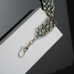925 Sterling Antique Silver Chain Bracelet with Green Stones Women’s Designer Jewelry BLSS/12