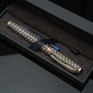 925 Antique Silver Fountain Pen with Refill digital Carving Design MISS/333