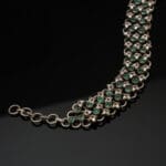 925 Sterling Antique Silver Chain Bracelet with Green Stones Women’s Designer Jewelry BLSS/12