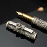 925 Antique Silver Fountain Pen with Refill Kalash & Floral Carving MISS/334