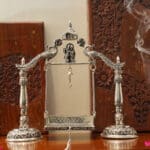Antique 925 Silver Jhula for Laddu Gopal & Radha Krishna - Peacock Engraved Divine Swing JLSS/29
