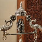 Antique 925 Silver Jhula for Laddu Gopal & Radha Krishna - Peacock Engraved Divine Swing JLSS/29