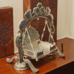 Antique 925 Silver Jhula for Laddu Gopal Featuring Elegant Peacock Carvings JLSS/24