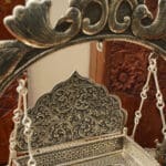 Antique 925 Silver Jhula for Laddu Gopal Featuring Elegant Peacock Carvings JLSS/24