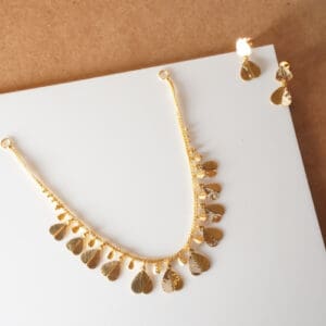 22Kt Gold Leaf Light weighted Necklace With Earrings ST22/1299