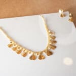 22Kt Gold Leaf Light weighted Necklace With Earrings ST22/1299