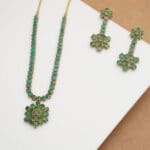 18Kt Gold Emerald Necklace With Earrings DST/81