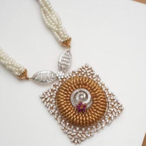 14Kt Gold Diamond Pearl Necklace DPD14/131