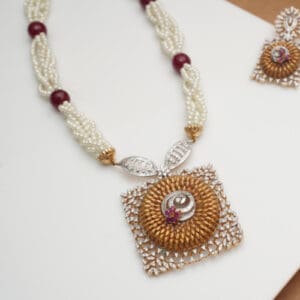 14Kt Gold Diamond Pearl Necklace DPD14/131
