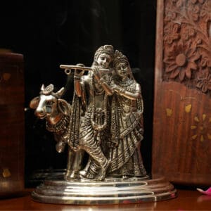 925 Sterling Silver Radha Krishna Murti Idol for Home Temple and Gifting MRTSS/125