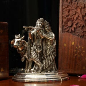 925 Sterling Silver Radha Krishna Murti Idol for Home Temple and Gifting MRTSS/125