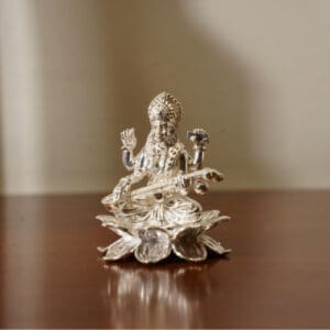 925 Silver Goddess Saraswati Pure Silver Murti for Pooja & Home Temple MRTSS/183