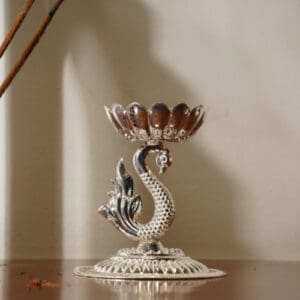 925 Silver Peacock Stand Diya Deepak on Peacock Head DESS/91