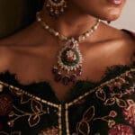 14Kt Gold Kundan Polki Pearl Green And Pink Necklace DLC14/180