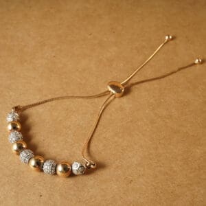 Minimal 18Kt Gold Beaded Adjustable Bracelet – Elegant Gift for Every Occasion CBL18/41
