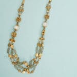 22Kt Gold Three Layer Light Green Gemstone Necklace with Matching Earrings ST22/1224 22Kt Gold Three Layer Light Green Gemstone Necklace with Matching Earrings ST22/1224