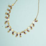 22Kt Gold Charm Necklace with Pink Stones and Matching Earrings ST22/1223 22Kt Gold Charm Necklace with Pink Stones and Matching Earrings ST22/1223