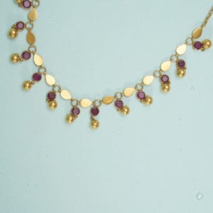 22Kt Gold Charm Necklace with Pink Stones and Matching Earrings ST22/1223 22Kt Gold Charm Necklace with Pink Stones and Matching Earrings ST22/1223