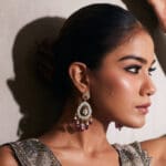 Elegant 14Kt Gold Pink & Green Stone and Pearl Earrings DER14/28 Elegant 14Kt Gold Pink & Green Stone and Pearl Earrings DER14/28