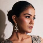 Elegant 14Kt Gold Pink & Green Stone and Pearl Earrings DER14/28 Elegant 14Kt Gold Pink & Green Stone and Pearl Earrings DER14/28