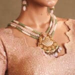 22Kt Gold Polki & Gemstone Beaded Layer Haar with Matching Earrings – Perfect for Weddings PS22/238 22Kt Gold Polki & Gemstone Beaded Layer Haar with Matching Earrings – Perfect for Weddings PS22/238