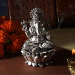925 Sterling Silver Laxmi Ganesha Statues Matte Antique Finish Diwali Pooja & Gifting MRTSS/393