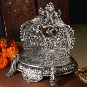 925 Sterling Silver Peacock Singhasan for God Idols Laxmi Ganesha Mandir Pooja Diwali Gift SHSS/15