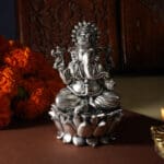 925 Sterling Silver Laxmi Ganesha Statues Matte Antique Finish Diwali Pooja & Gifting MRTSS/393