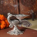 925 925 Silver Peacock Oil Lamp Diya For Pooja DESS/17