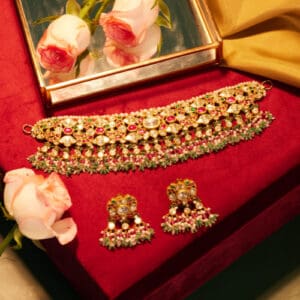 18Kt Gold Polki Kundan Choker Set PKS18/25