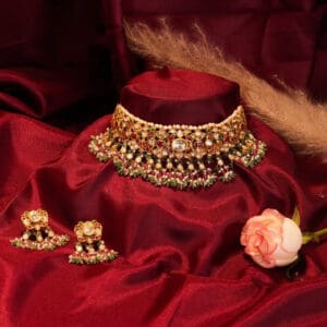 18Kt Gold Polki Kundan Choker Set PKS18/25