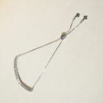 14Kt White Gold Natural Diamond Adjustable Minimal Bracelet | DBL14/328