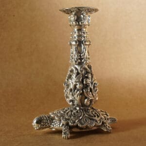 SILVER Luminous Grace 925 Silver Engraved Candle & Mini Diya Stand SIC/11