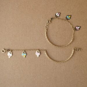 18KT Gold Kids Charm Bracelet Pair NZ18/4