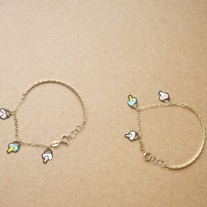 18KT Gold Kids Charm Bracelet Pair NZ18/4