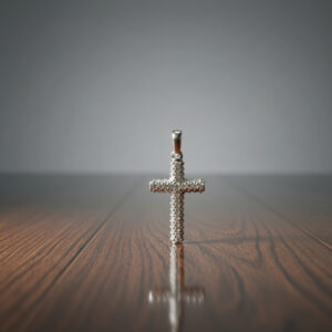 Minimal Cross Pendant in Natural Diamond & 18Kt Gold DLC/193