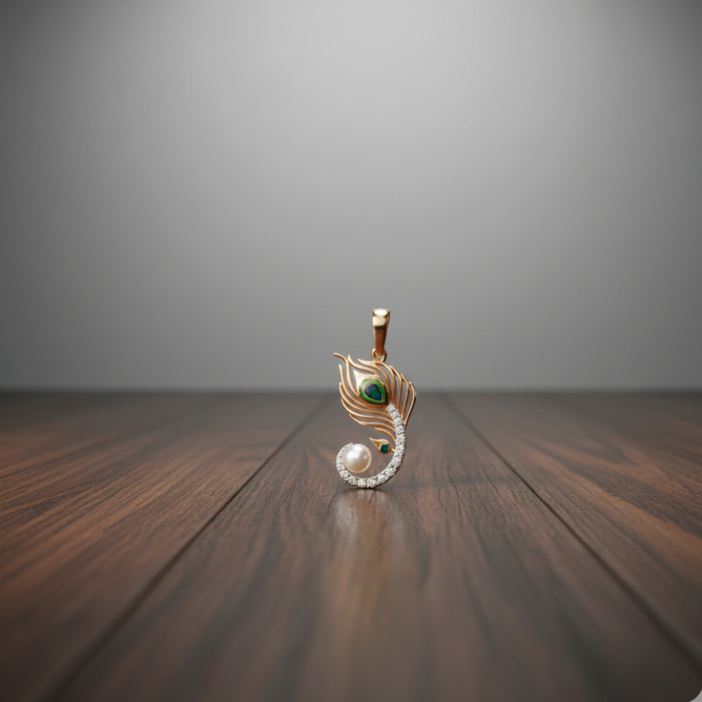 Minimal Ganesha Morpankh Pendant in Natural Diamond & 14Kt Gold DLC14/275 Minimal Ganesha Morpankh Pendant in Natural Diamond & 14Kt Gold DLC14/275