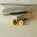 22Kt Gold Paisley Motif Minimal Stud Earrings TP22/78