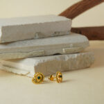 22Kt Gold Paisley Motif Minimal Stud Earrings TP22/78