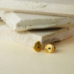 22Kt Gold Paisley Motif Minimal Stud Earrings TP22/78