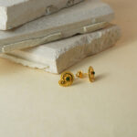 22Kt Gold Paisley Motif Minimal Stud Earrings TP22/78