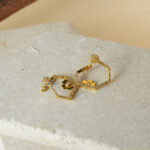 18kt Hexagon Floral Gold Earrings for her TP18/358