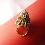 22Kt Yellow Gold Antique Temple Ring Traditional South Indian Design RL22/2446